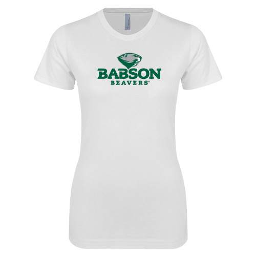  Next Level Womens White Boyfriend Tee - Primary Mark