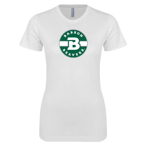  Next Level Womens White Boyfriend Tee - Babson Design