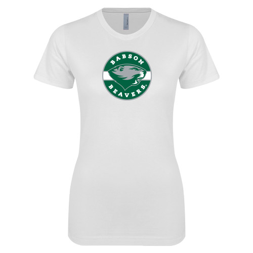  Next Level Womens White Boyfriend Tee - Mascot Design