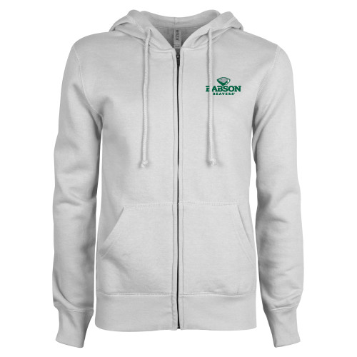 ENZA Womens White Fleece Full Zip Hoodie - Primary Mark