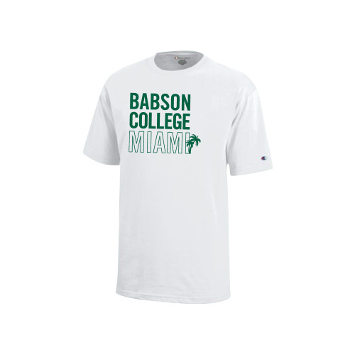  Champion Youth White Short Sleeve Tee - Babson Miami Palms