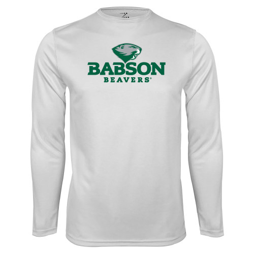  White Performance Long Sleeve Shirt - Primary Mark