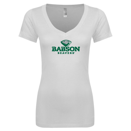  Next Level Womens White Ideal V Tee - Primary Mark