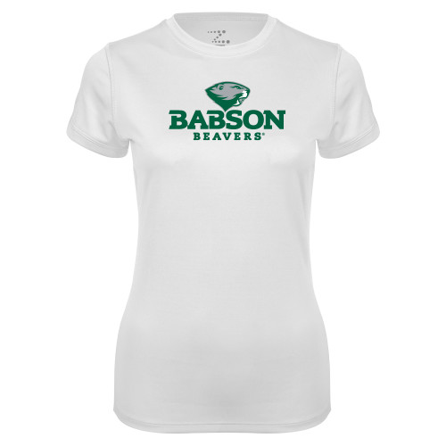  Womens White Performance Tee - Primary Mark