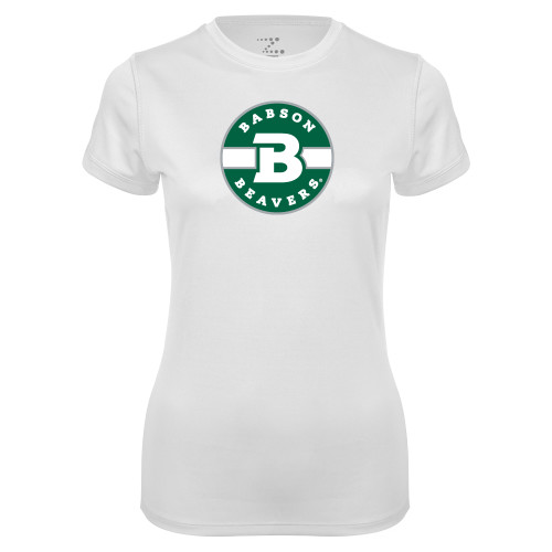  Womens White Performance Tee - Babson Design