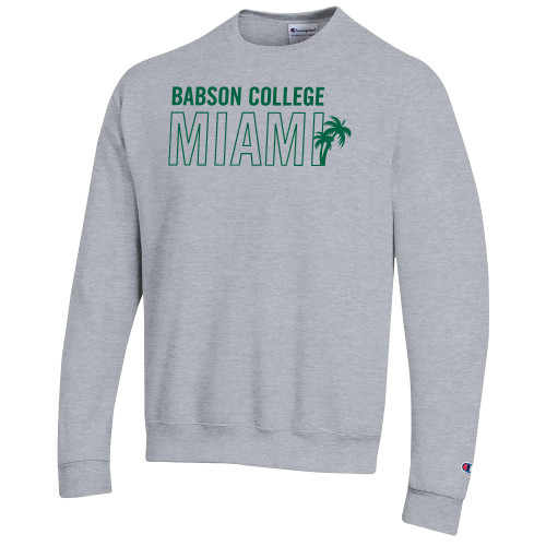  Champion Heather Grey Fleece Crew - Babson Miami 2 lines Palms