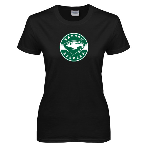  Womens Black Short Sleeve Tee - Mascot Design