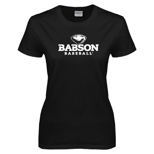  Womens Black Short Sleeve Tee - Baseball