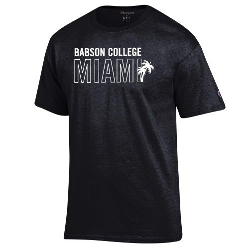  Champion Black T Shirt - Babson Miami 2 lines Palms