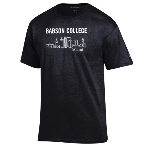  Champion Black T Shirt - Babson Miami Skyline