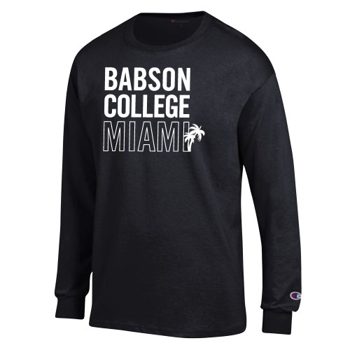  Champion Black Long Sleeve T Shirt - Babson Miami Palms