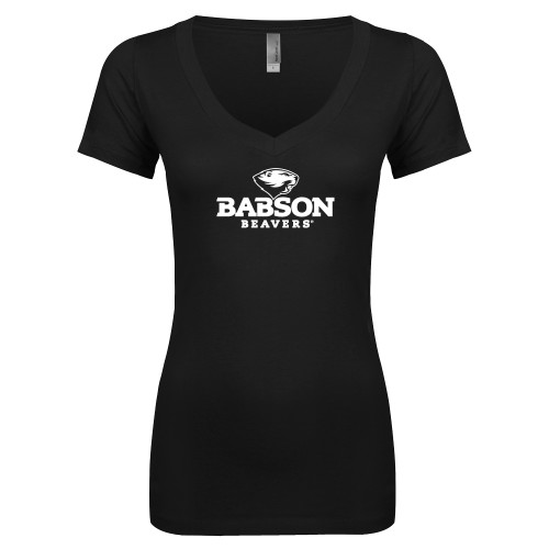  Next Level Womens Black Ideal V Tee - Primary Mark