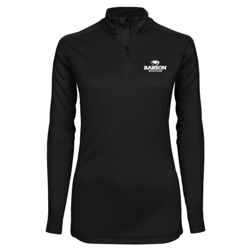  Syntrel Womens Black Interlock 1/4 Zip - Primary Mark