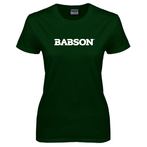  Womens Dark Green Short Sleeve Tee - Wordmark