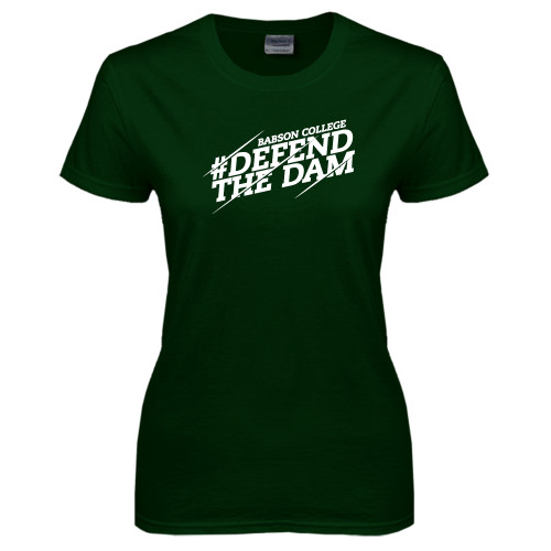  Womens Dark Green Short Sleeve Tee - Defend The Dam