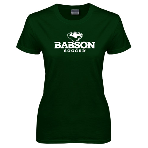  Womens Dark Green Short Sleeve Tee - Soccer
