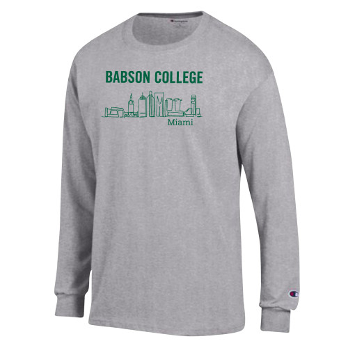  Champion Oxford Grey Long Sleeve T Shirt - Babson Miami Skyline