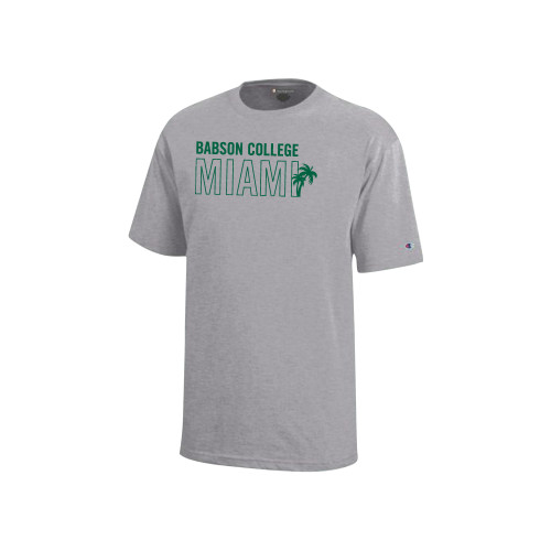  Champion Youth Grey Short Sleeve Tee - Babson Miami 2 lines Palms