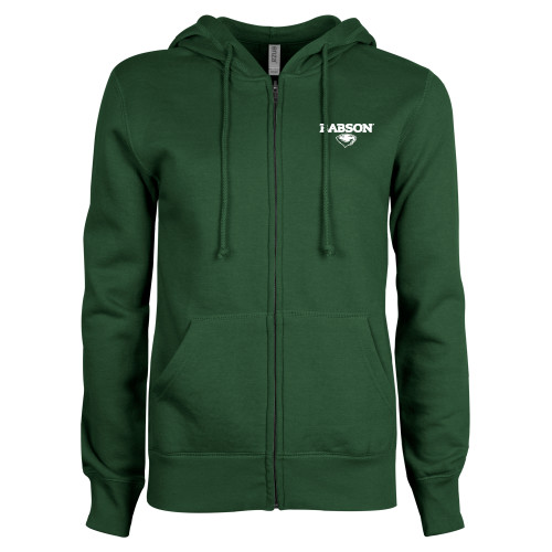  ENZA Womens Dark Green Fleece Full Zip Hoodie - Secondary Mark