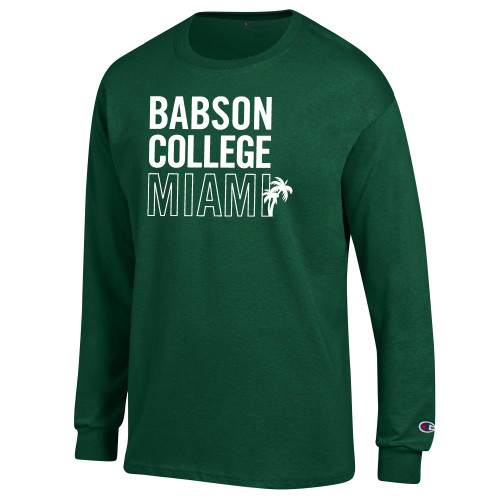  Champion Dark Green Long Sleeve T Shirt - Babson Miami Palms