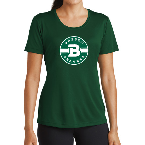  Womens Dark Green Performance Short Sleeve Tee - Babson Design