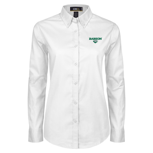  Womens White Twill Button Down Long Sleeve - Secondary Mark
