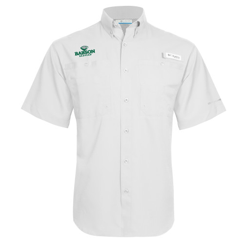  Columbia White Tamiami Performance Short Sleeve Shirt - Primary Mark