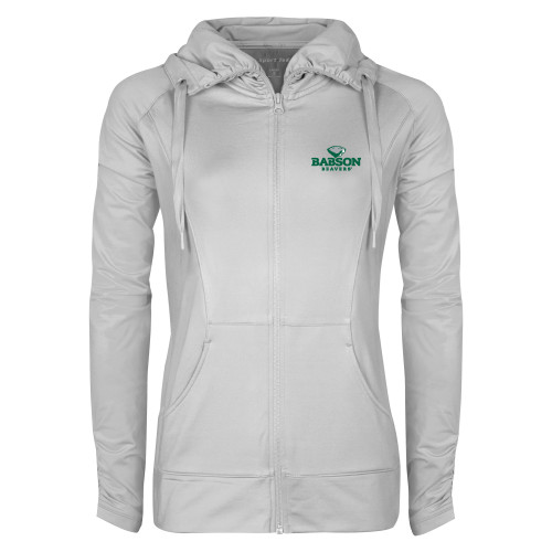  Womens White Sport Wick Stretch Full Zip Jacket - Primary Mark