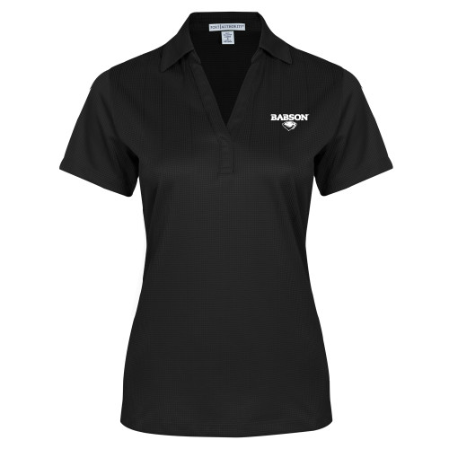 Womens Black Performance Fine Jacquard Polo - Secondary Mark
