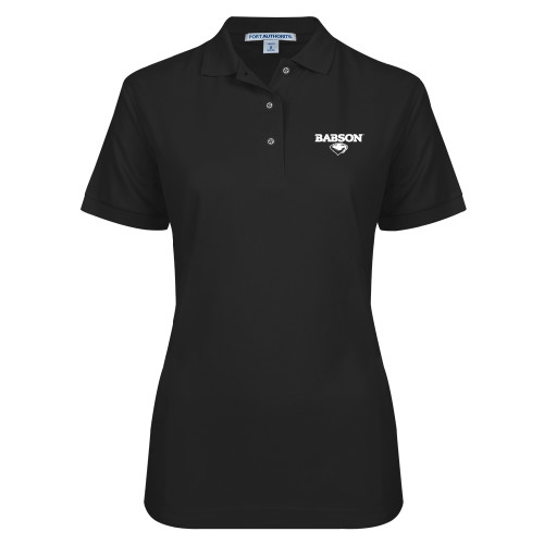  Womens Silk Touch Black Pique Polo - Secondary Mark