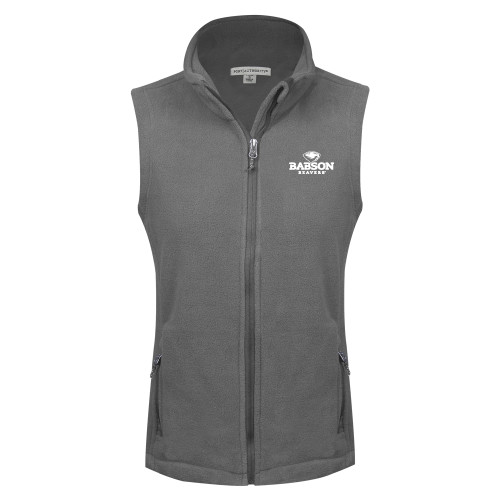  Womens Charcoal Fleece Full Zip Vest - Primary Mark