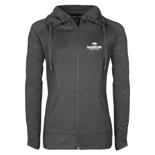  Womens Charcoal Sport Wick Stretch Full Zip Jacket - Primary Mark