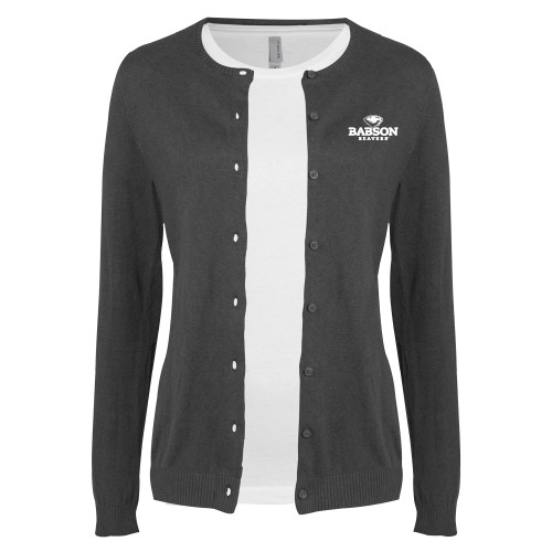  Womens Charcoal Cardigan Sweater - Primary Mark