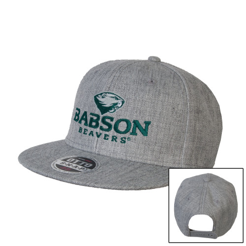  Heather Grey Wool Blend Flat Bill Snapback Hat - Primary Mark