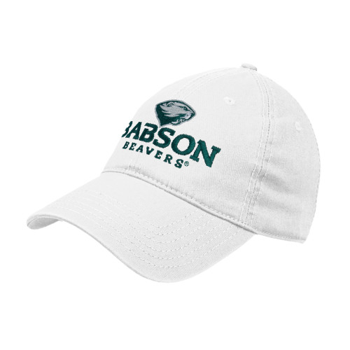  White Unstructured Adjustable Low Profile Hat - Primary Mark