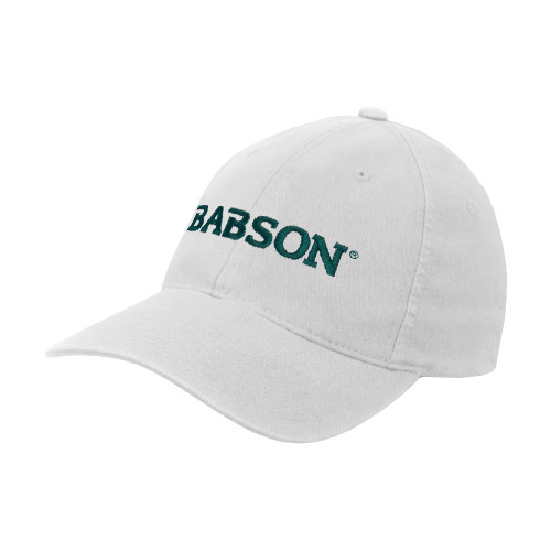  White Flexfit Structured Low Profile Hat - Wordmark