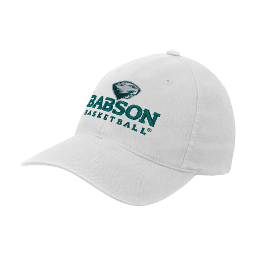  White Flexfit Structured Low Profile Hat - Basketball
