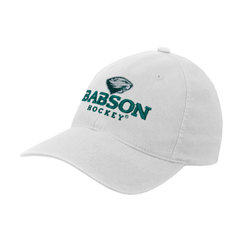  White Flexfit Structured Low Profile Hat - Hockey