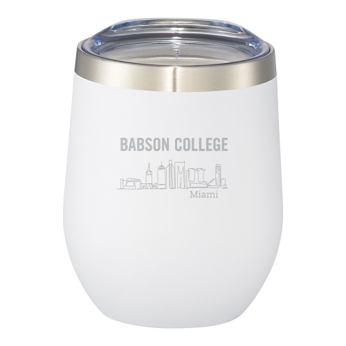  Corzo Vacuum Insulated White Cup 12oz - Babson Skyline Engraved
