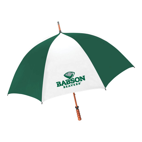  64 Inch Forest Green/White Umbrella - Primary Mark