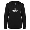Thumbnail image for  ENZA Womens Black V Notch Raw Edge Fleece Hoodie