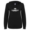 Thumbnail image for  ENZA Womens Black V Notch Raw Edge Fleece Hoodie