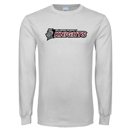  White Long Sleeve T Shirt - Official Logo Flat