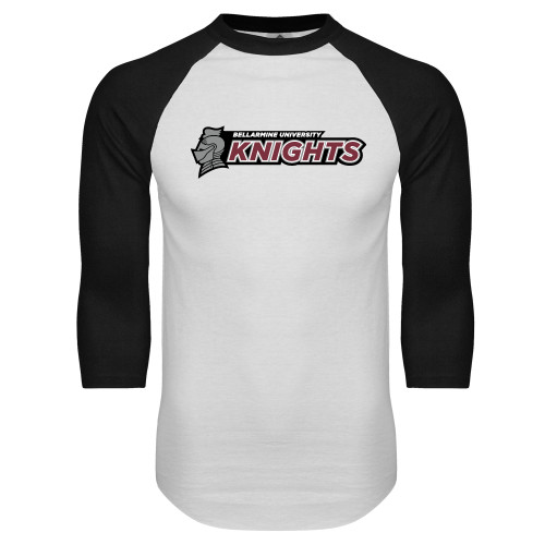  White/Black Raglan Baseball T Shirt - Official Logo Flat