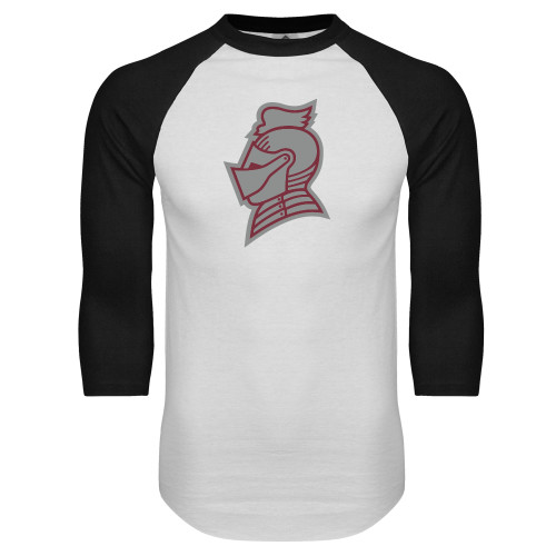 White/Black Raglan Baseball T Shirt - Knight Head