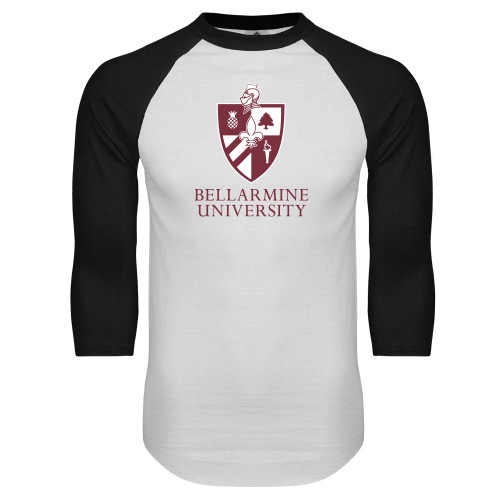  White/Black Raglan Baseball T Shirt - Bellarmine University Logo