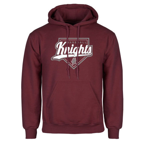  Maroon Fleece Hoodie - Knights Baseball Script w/ Plate