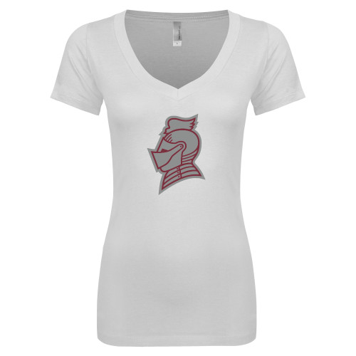  Next Level Womens White Ideal V Tee - Knight Head