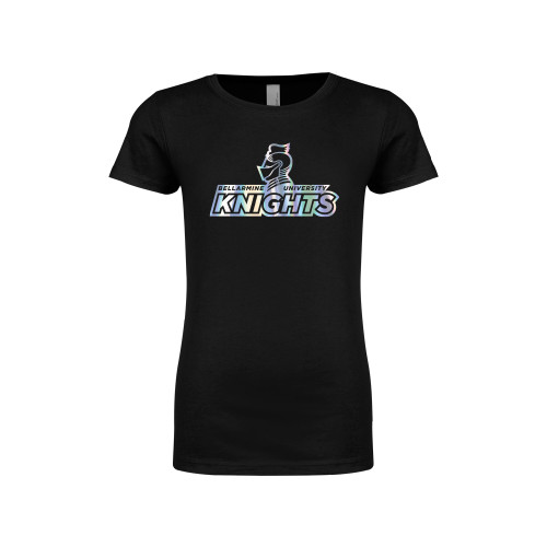  Next Level Girls Black Fashion Fit T Shirt - Official Logo Foil