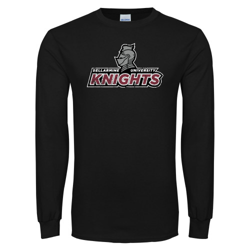  Black Long Sleeve T Shirt - Official Logo Distressed